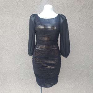 MARC New York Black w Gold Rouched Dress & bell sl